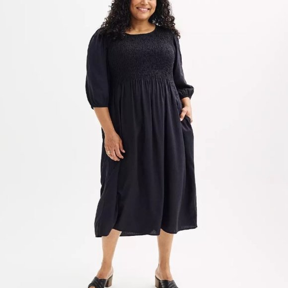 Croft & Barrow Smocked Midi Dress 2X - Picture 1 of 13